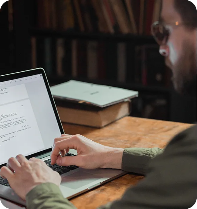 Professional editor reviewing a manuscript